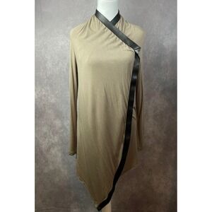 UNDER.LIGNE by DOO.RI Cardigan Womens Small Faux Leather Trim Asymmetrical‎ Open